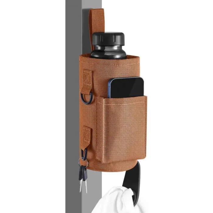 Water Bottle Holder Magnetic Fitness Bottle Carrier Sports Water Bottle Sleeve with Phone Pockets Shoulder Strap for Fitness - Image 3